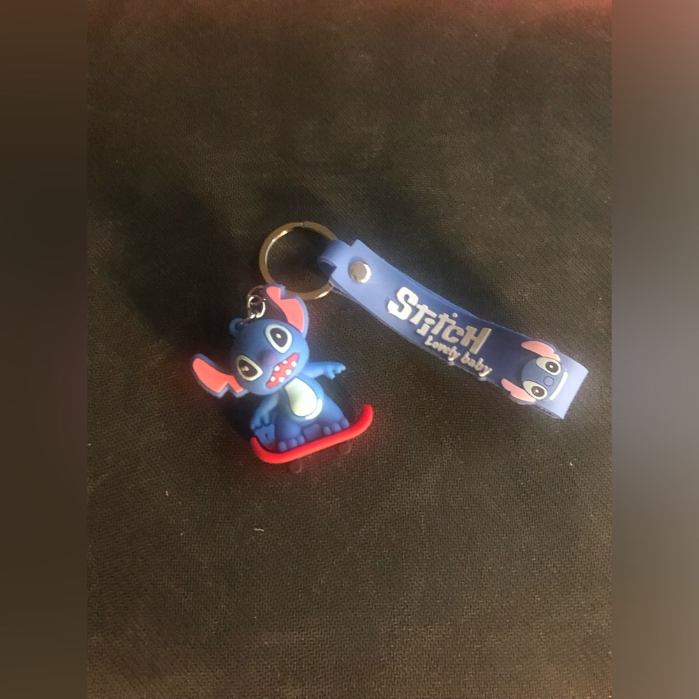 Blue Skateboard Keychain with Wrist Strap